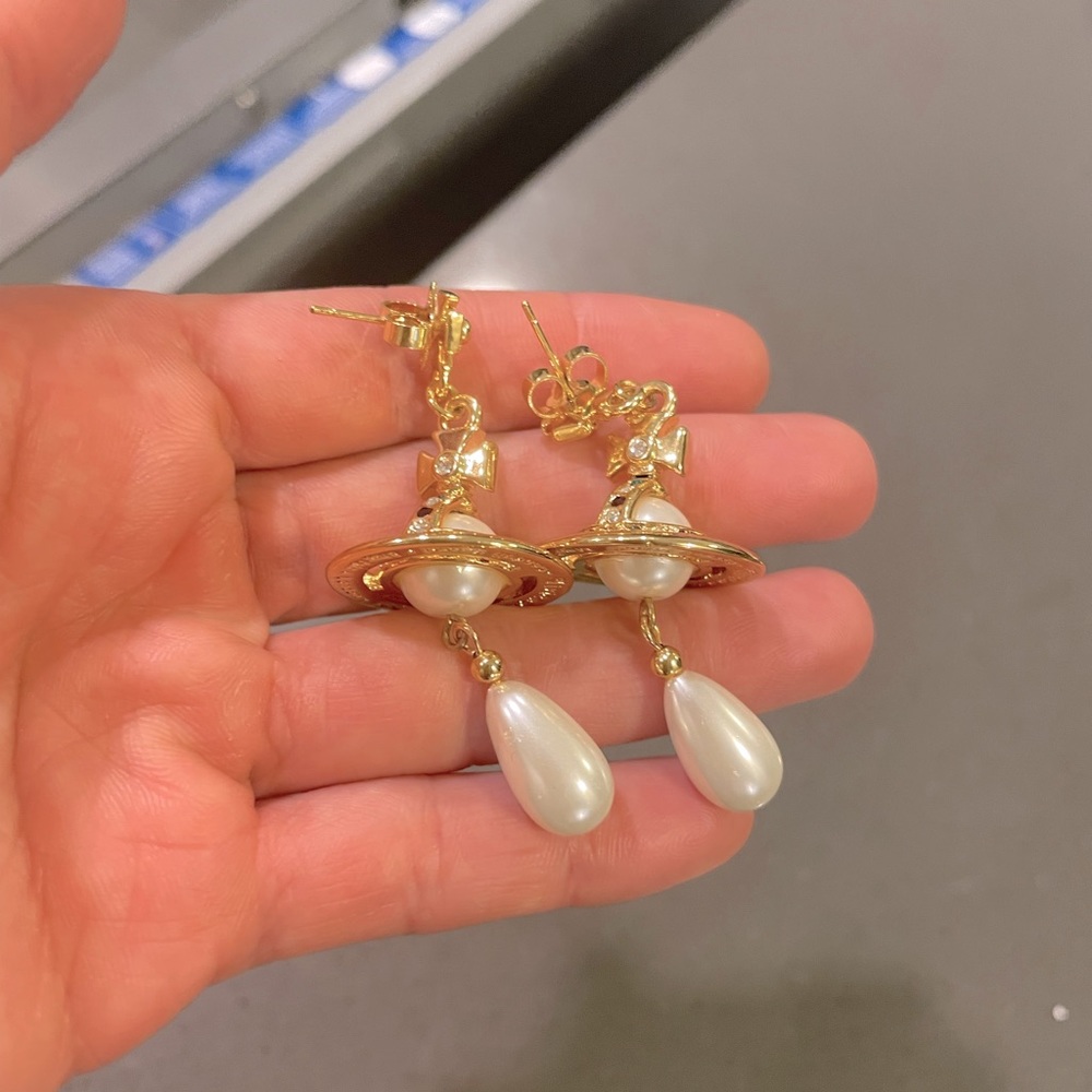 Vivienne Westwood Gold and Pearl Orb Drop Earrings